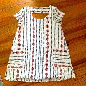 CUTE TRIBAL PRINT WHITE DRESS
